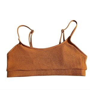 Womens Ribbed Tan Bralette Bikini Top